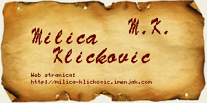 Milica Kličković vizit kartica